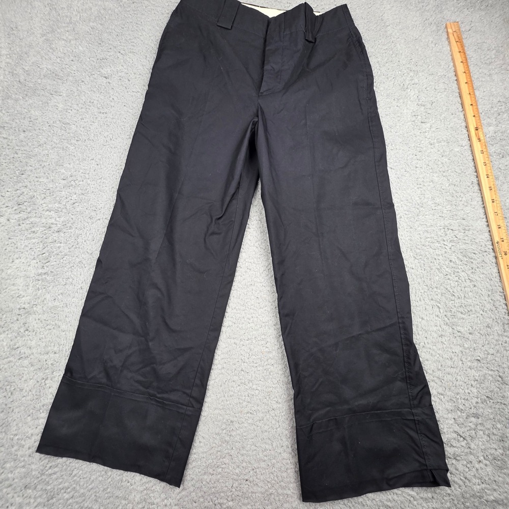 Zara Dress Pants Womens S Black Wide Leg Cropped High Rise Cotton Blend 8729/061